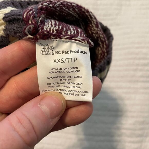 RC Pets Knitted Maroon & White Doggy Sweater - XXS - Picture 3 of 4